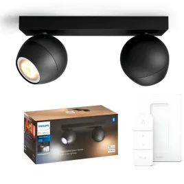 lampa-punktowa-reflektor-led-spot-buckram-czarny-2xgu10-philips-hue-pilot
