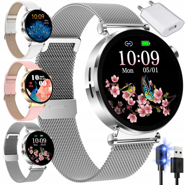 ﻿SMARTWATCH ZEGAREK DAMSKI POMIAR CUKRU EKG HRV PPG CIŚNIENIE SZKŁO MENU PL