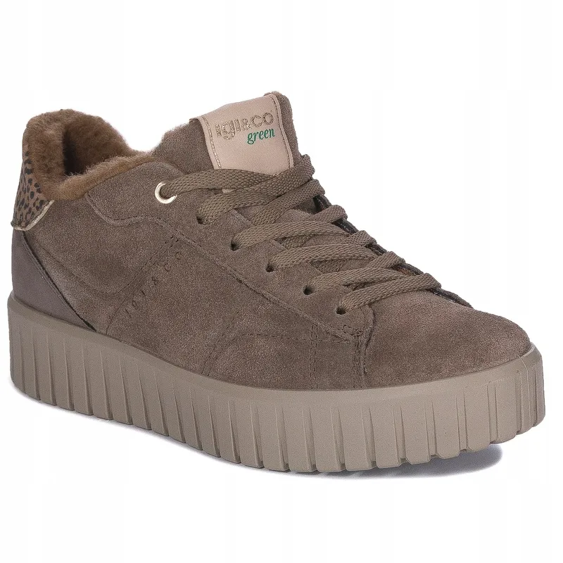 エリィ（感謝） Igi&Co Sneakersy damskie skórzane zamszowe ocieplane brązowe