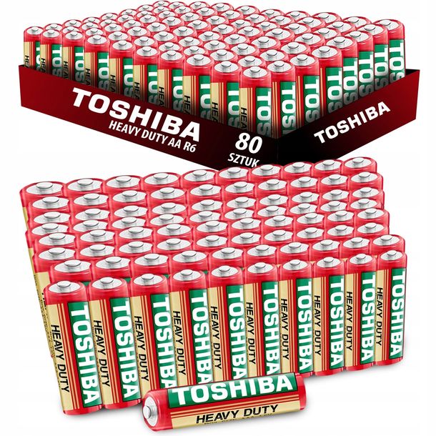 x80 BATERIE R6 AA TOSHIBA HEAVY DUTY 1.5V KOMPLET PALUSZKI ZESTAW BATERII