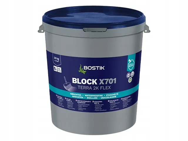 Bostik BLOCK X701 TERRA 2K FLEX 20 kg, elastyczna zaprawa uszczelniająca
