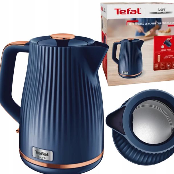 ELEGANCKI CZAJNIK ELEKTRYCZNY TEFAL KO251430 LOFT 1,7L 2400W NIEBIESKI