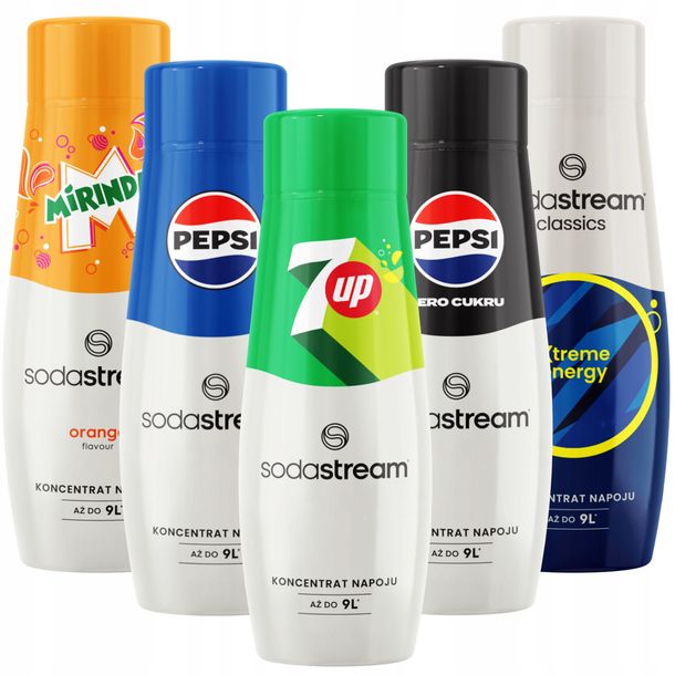 5x Syrop SodaStream do saturatora wody Pepsi Mirinda 7Up energy 440m zestaw