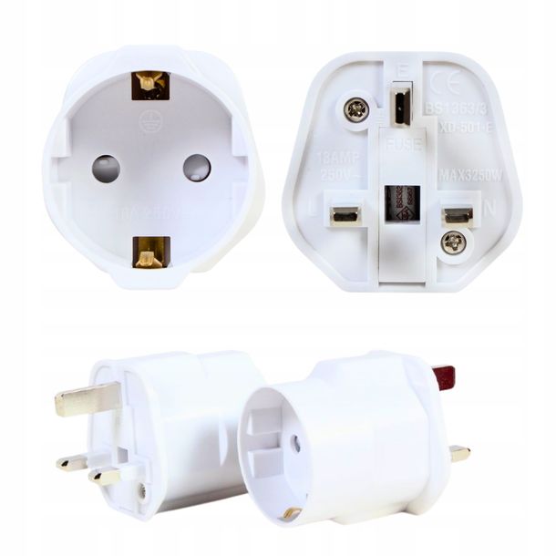 Adapter gniazdka PRZEJŚCIÓWKA EU - UK Polska Anglia 13A