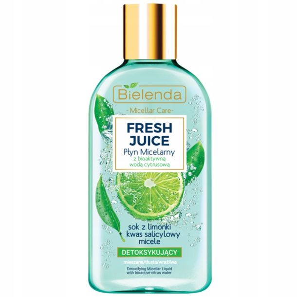 Фото - Засіб для очищення обличчя і тіла Elfa ﻿Bielenda Fresh Juice Detoksykujący Płyn Micelarny Do Twarzy Limonka 100ml 