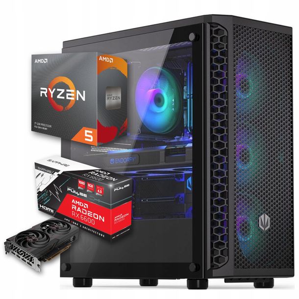 BSG Striker Komputer Do Gier Gamingowy Ryzen 5 16GB 512SSD RX 6600 Win11