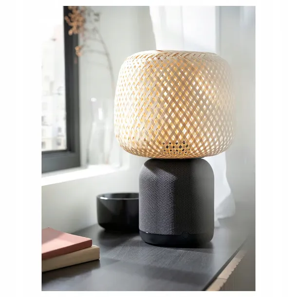 IKEA SYMFONISK Lampa głośnik WiFi, klosz bambus – 206640009