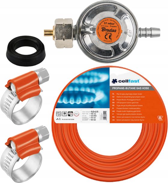 ﻿WĄŻ 2 Metry+REDUKTOR GAZOWY BUTLI+USZCZELKA+OPASKI