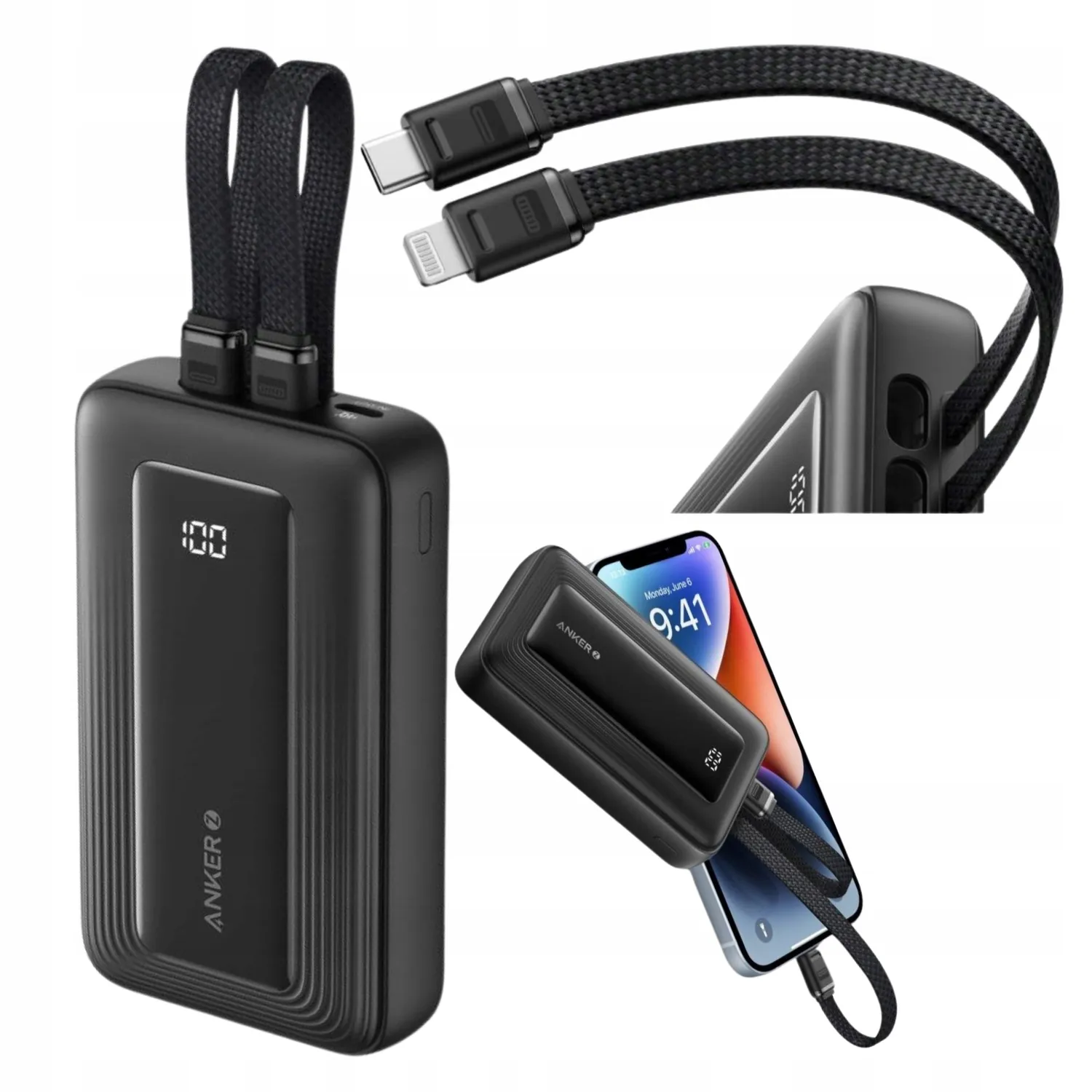 グランドセイコー セール 30W mAh 10000 Zolo Anker Powerbank z USB kablami wbudowanymi スマホアクセサリー