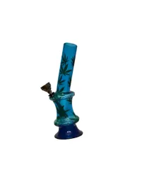 fajka-wodna-z-akrylu-bongo-akrylowe-niebieskie-w-zielone-listki-ziola