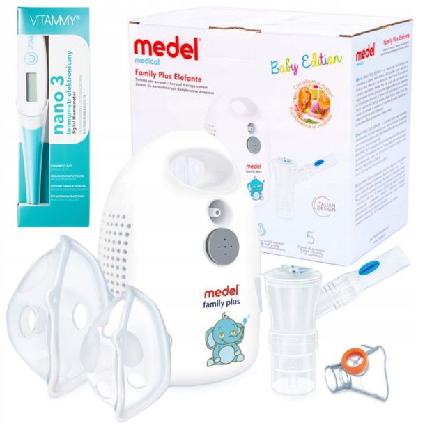 ﻿INHALATOR NEBULIZATOR DLA DZIECI NIEMOWLĄT MEDEL FAMILY PLUS AKCESORIA