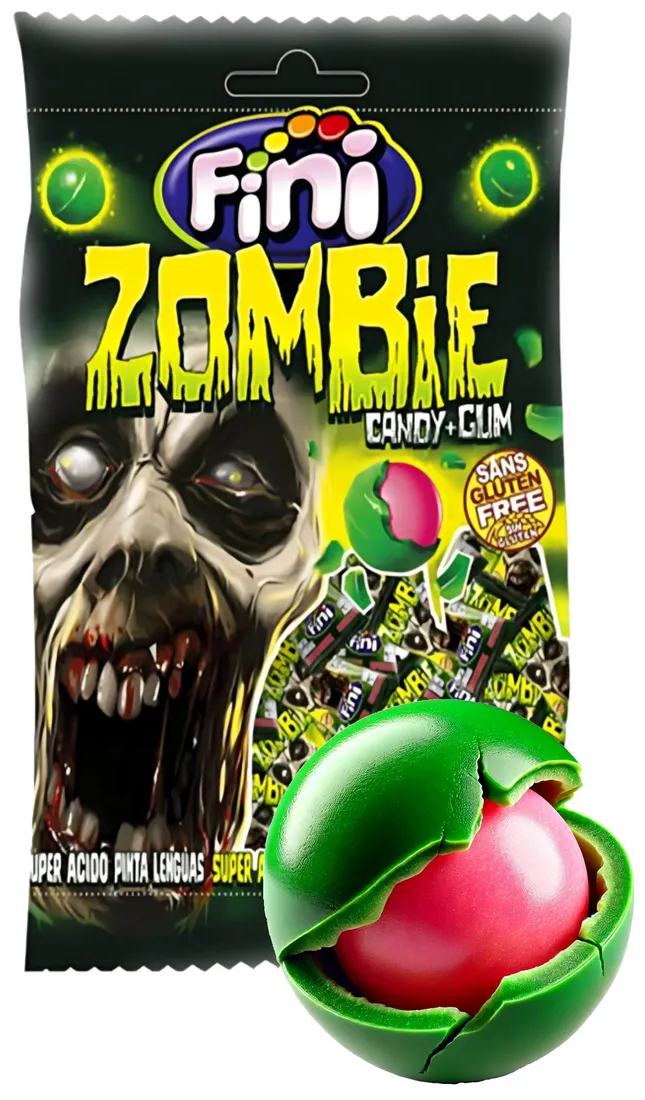 ご希望商品×4 Guma Gumy do Żucia Fini Zombie Cukierki Truskawkowe Kwaśne