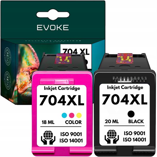 2x Tusz do drukarki HP 704 XL | czarny + kolor | Komplet | 704XL