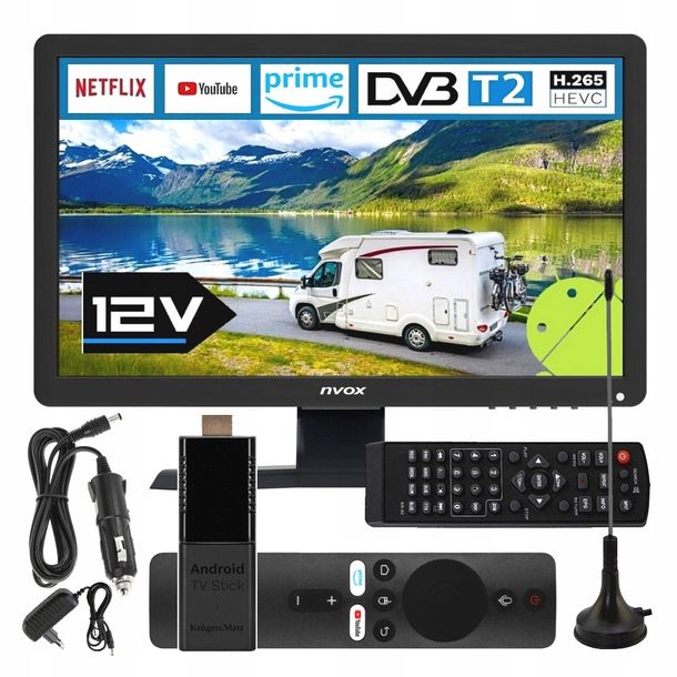 Telewizor SMART Android HD 19 cali WiFi BT DVBT2 VGA HDMI USB 230V 12V 24V