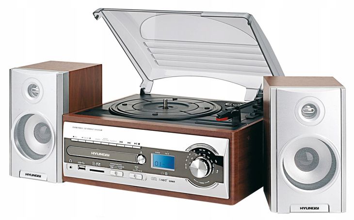 ﻿GRAMOFON WIEŻA AUDIO W STYLU RETRO RADIO RIP USB SD CD MP3 PILOT HYUNDAI
