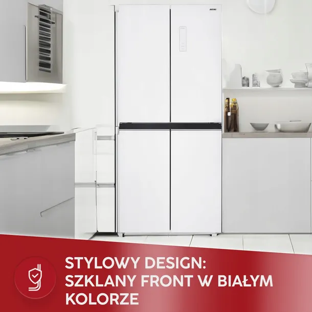Lodówka chłodziarko-zamrażarka biała szklany front MultiDoor MPM