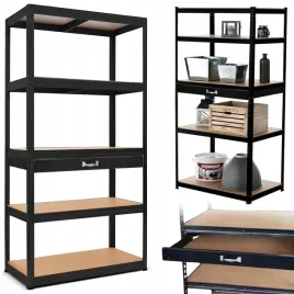 regal-magazynowy-z-szuflada-metalowy-warsztatowy-czarny-5-polek-180x90x60cm