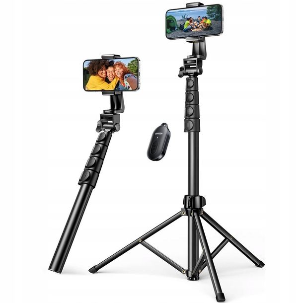Selfie stick Ugreen LP680 ze stojakiem i pilotem Bluetooth 1.8m - czarny