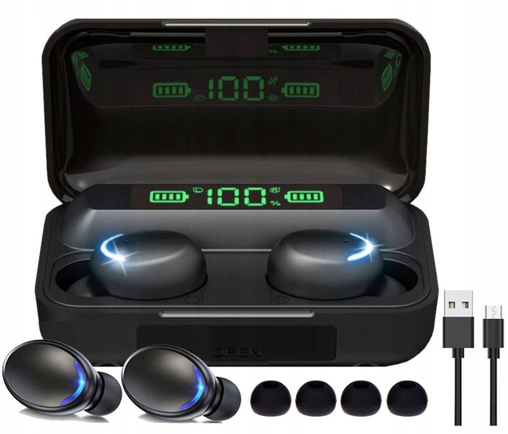 Słuchawki bezprzewodowe SMUVE Bluetooth 5.1 Powerbank + kabel USB + gumki
