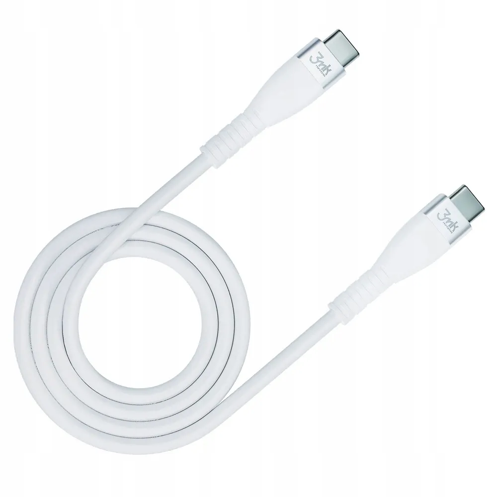 kabel-3mk-hyper-silicone-cable-usb-c-usb-c-60w-3a-bialy