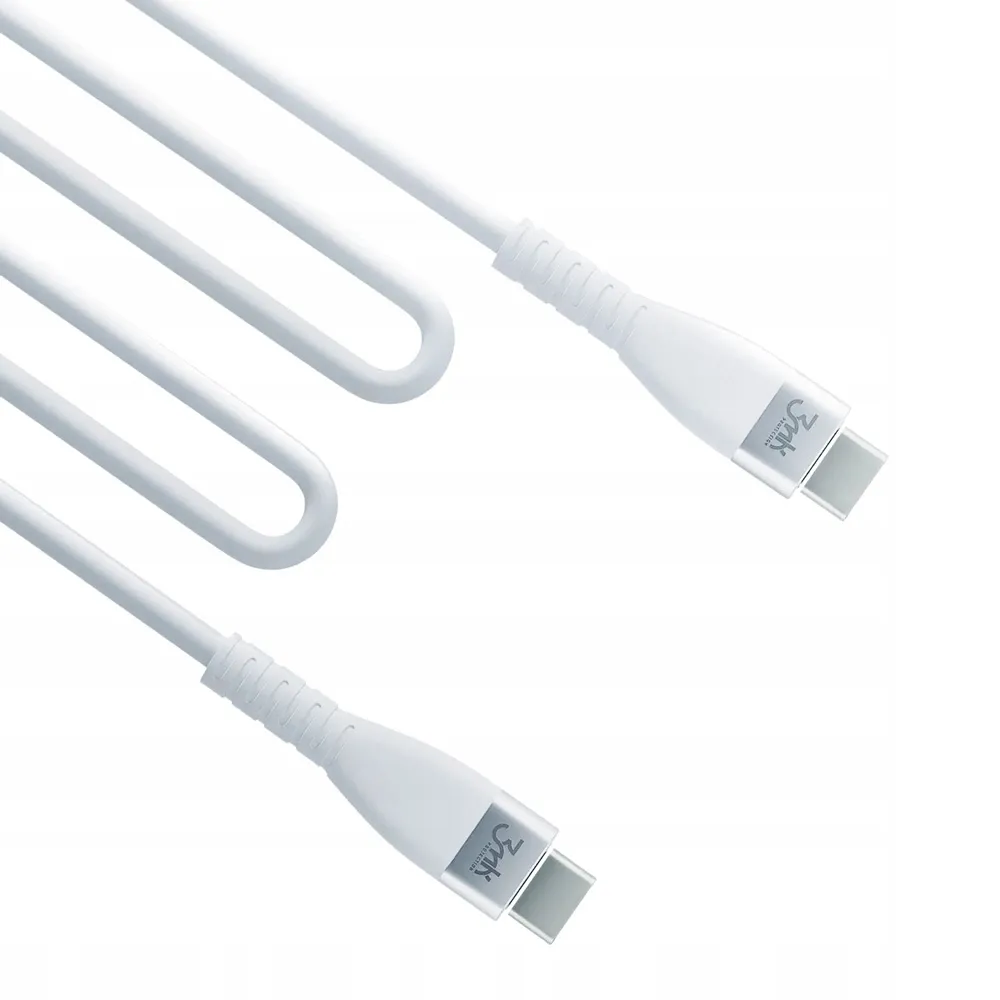 kabel-3mk-hyper-silicone-cable-usb-c-usb-c-60w-3a-bialy