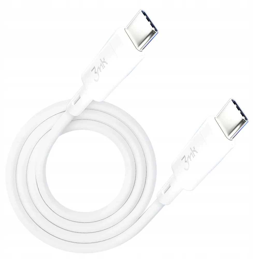 kabel-3mk-hyper-silicone-cable-usb-c-usb-c-60w-3a-bialy