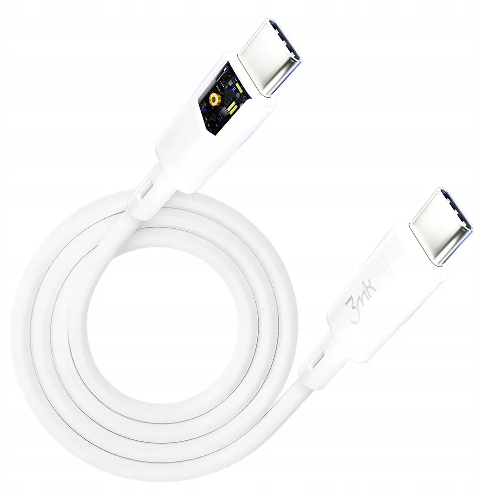 kabel-3mk-hyper-silicone-cable-usb-c-usb-c-60w-3a-bialy