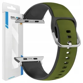 beline-pasek-do-apple-watch-silico-leather-42-44-45-49mm-zielono-czarny