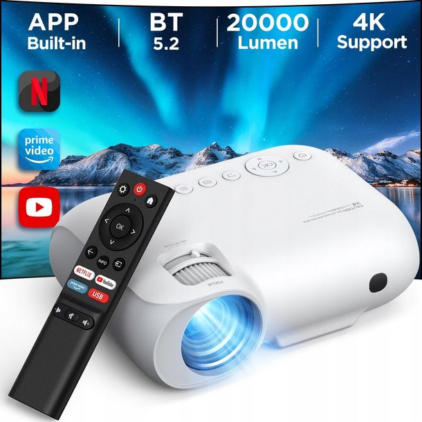 Projektor Rzutni YOTON Y9 WiFi Bluetooth 20000 Lumen 4K NETFLIX YouTube USB