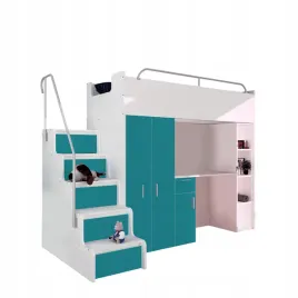 lozko-pietrowe-kiki4-max-90x200-z-biurkiem-turkus