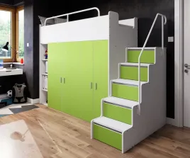 lozko-pietrowe-kiki-2-ze-schodkami-i-szafami-80x190-cm-limonkowy-mat