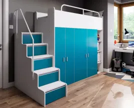 lozko-pietrowe-kiki-2-ze-schodkami-80x190-cm-turkusowy-mat