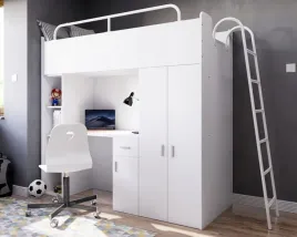 lozko-pietrowe-kiki-4-80x190-cm-z-biurkiem-i-drabinka-bialy-mat