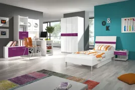 meble-mlodziezowe-raj-1-z-lozkiem-i-stolikiem-fronty-fioletowy-polysk