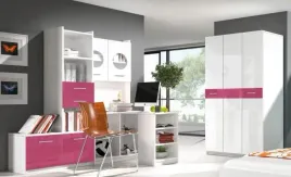 meble-mlodziezowe-raj-1a-z-biurkiem-naroznym-fronty-rozowy-polysk