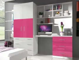 meble-mlodziezowe-raj-3a-mini-z-biurkiem-z-nadstawka-rozowy-polysk