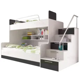 lozko-pietrowe-raj-2-dwa-stelaze-bez-materacy-bialo-czarny-polysk