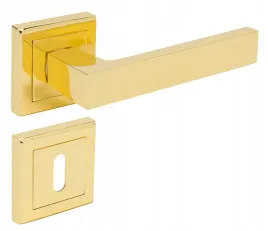 zlota-klamka-drzwiowa-zloty-polysk-z-rozetami-pod-klucz-komplet-wkretow