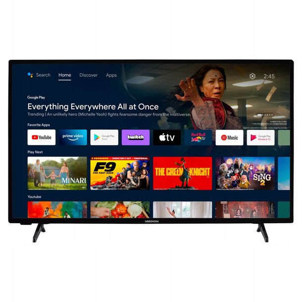 TELEWIZOR LED 40'' FULL HD DVB-T2 HEVC HDMI USB MENU PL ANDROID TV NETFLIX