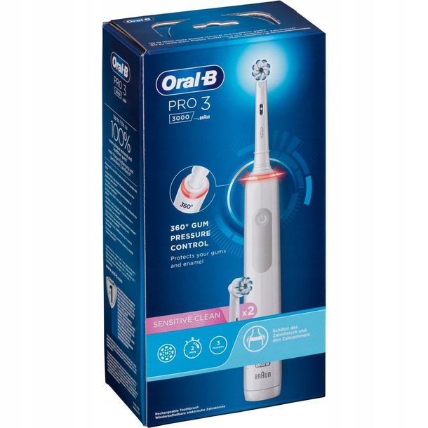 ﻿SZCZOTECZKA ELEKTRYCZNA ORAL-B PRO 3 3000 SENSITIVE CLEAN BIAŁA NOWA