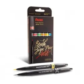 pedzelk-ido-kaligrafii-pentel-brush-sign-pen-artisst-mix-6-kolorow