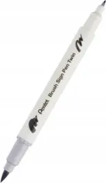 pisak-do-kaligrafii-brush-pentel-dwustronny-srebrno-szary