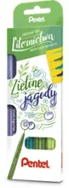 pisaki-kaligrafia-i-liternictwo-pentel-brush-pen-zielone-jagody-4-szt