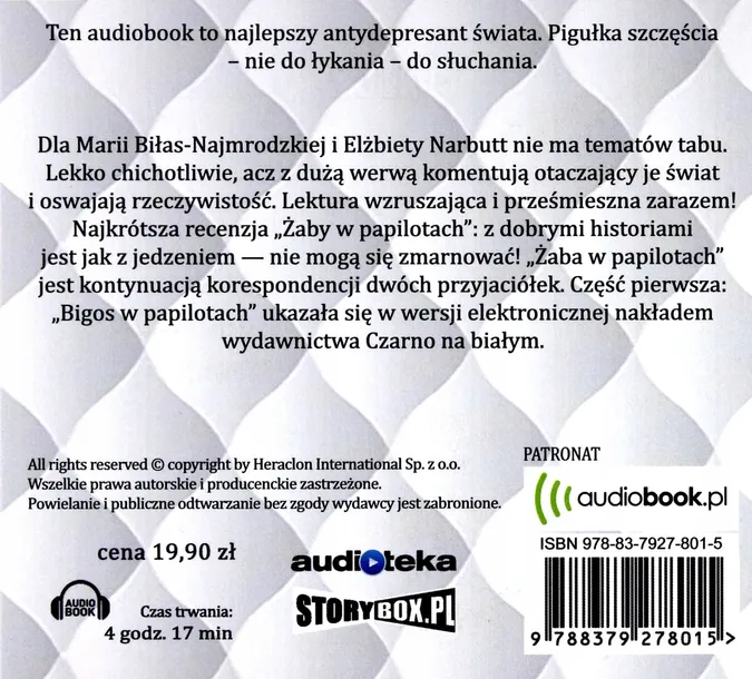 zaba-w-papilotach-audiobook-autor-elzbieta-narbutt-maria-bilas-najmrodzka