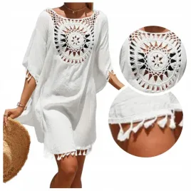 pareo-letnia-sukienka-plazowa-narzutka-tunika-boho-biala-fredzelki-koronka