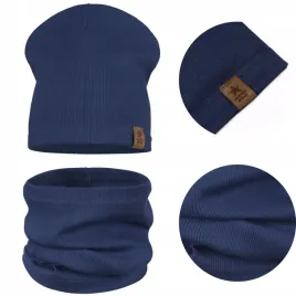 komplet-dzieciecy-bawelniany-czapka-komin-na-jesien-zime-ciemny-jeans-48-52
