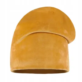 czapka-damska-welurowa-beanie-miodowa