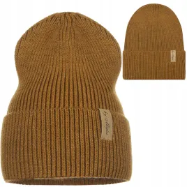 czapka-damska-kobieca-beanie-jesienna-zimowa-brazowa-musztardowa-musztarda