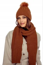 czapka-szalik-komplet-damski-pompon-brazowy-2m-zimowy-cieply-na-zime