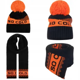 szalik-czapka-komplet-damski-zimowy-kobiecy-so-cold-czarny-pomarancz